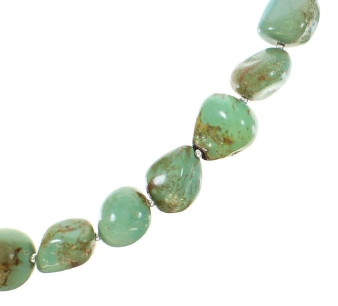 Kingman Turquoise Sterling Silver Navajo Bead Necklace AX99824
